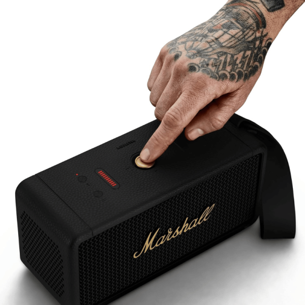 Marshall Middleton Portable Bluetooth Speaker, Black and Brass black and hand