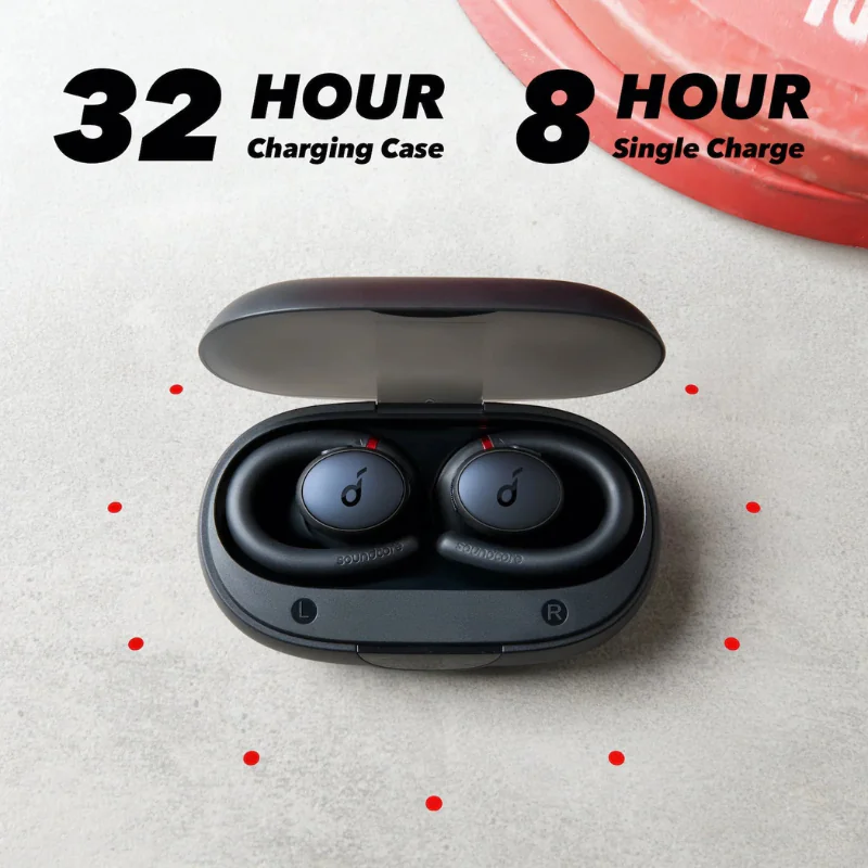 Anker Soundcore Sport X10 earbuds with charging case offering up to 32 hours of battery life.