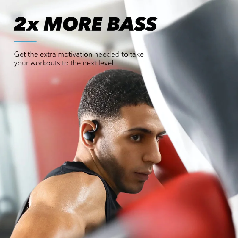 Anker Soundcore Sport X10 earbuds featuring BassUp technology for enhanced workout motivation.