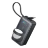 Black Anker MagGo 10000mAh 35W power bank with built-in USB-C cable and foldable Apple Watch charger.