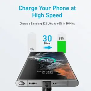 Anker 322 USB-C cable delivering up to 60W fast charging for compatible devices.