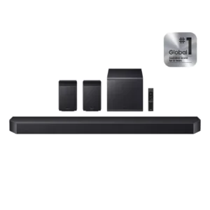 Samsung Q990H 11.1.4ch wireless Dolby Atmos soundbar with rear speakers and subwoofer