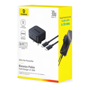Baseus Palm 30W PD fast charger retail box with USB-C charging cable