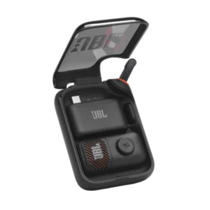 JBL EasySing Mic Mini wireless karaoke microphone in open charging case