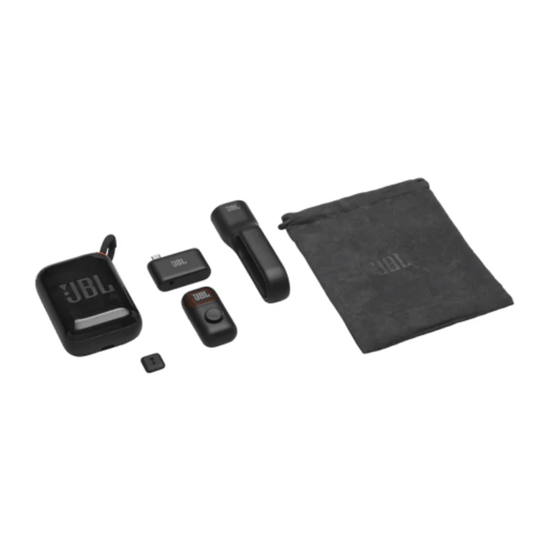 JBL EasySing Mic Mini microphone accessories, wireless dongle, charging case and carrying pouch