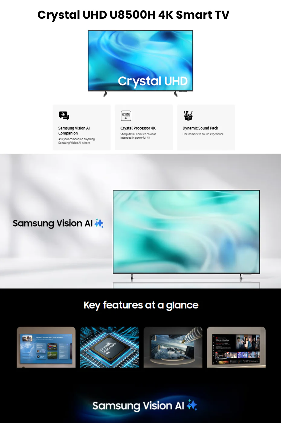 Samsung U8500H 55 inch Crystal UHD 4K Smart TV