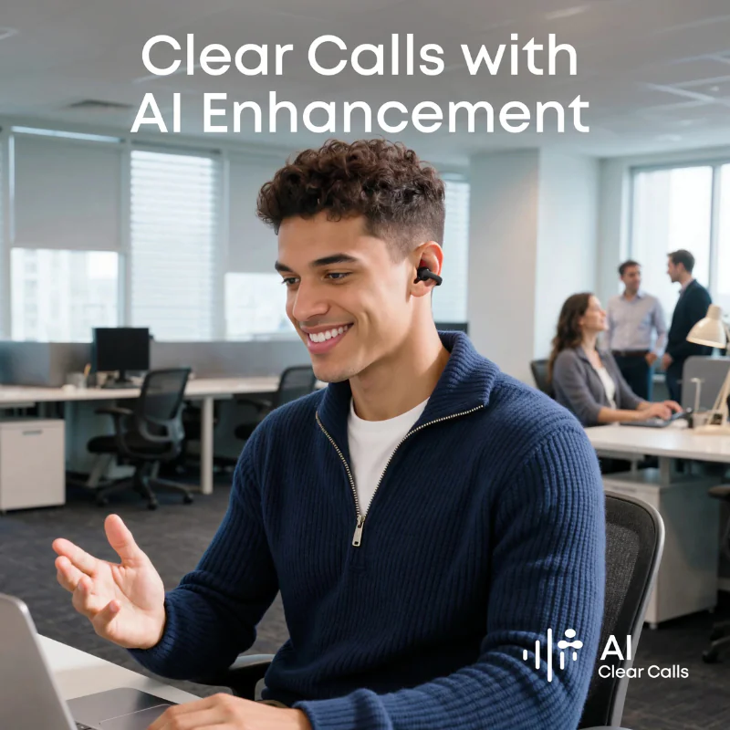 soundcore C50i clip-on earbuds with AI-enhanced clear call technology