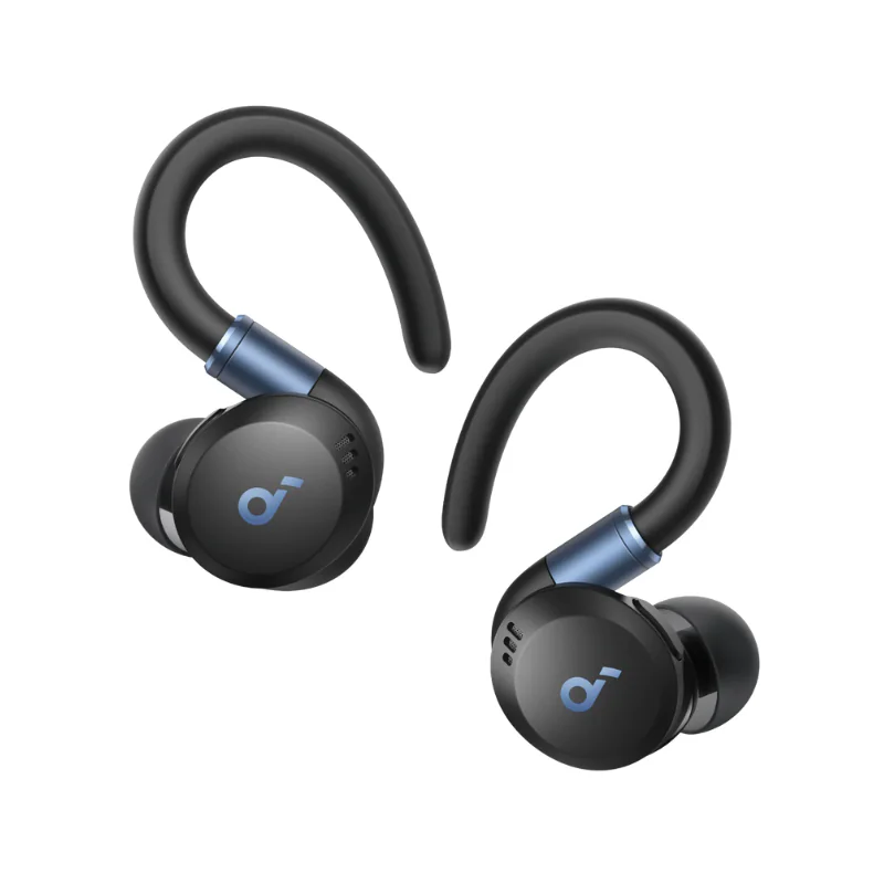 soundcore Sport X20 black wireless earbuds with adjustable ear hooks