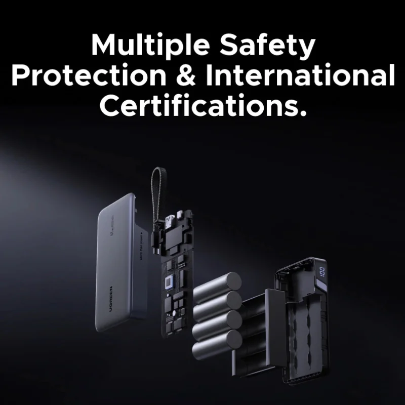 UGREEN 20000mAh 67W power bank internal components and safety protection technology